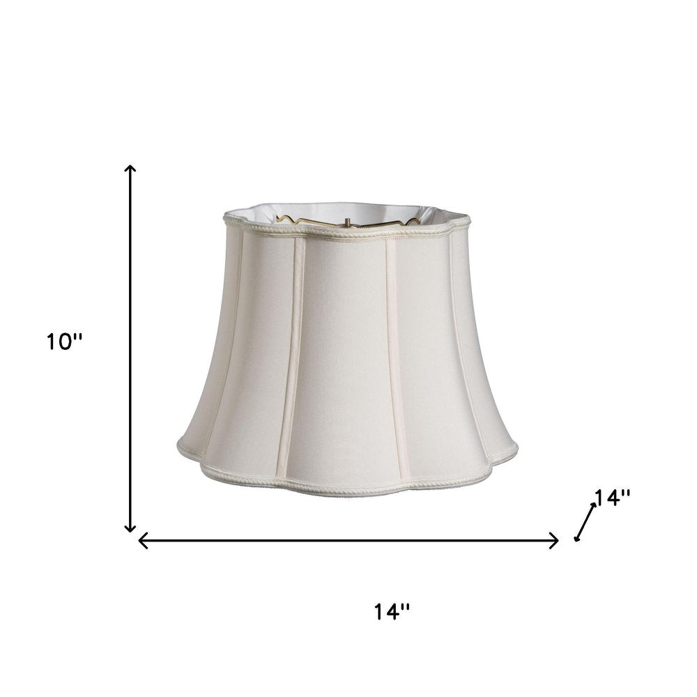 14" Cream Melon Scallop Shantung Lampshade HomeRoots