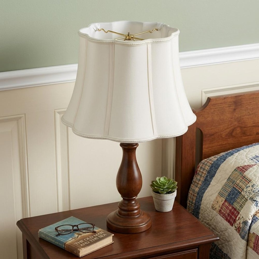 14" Cream Melon Scallop Shantung Lampshade HomeRoots