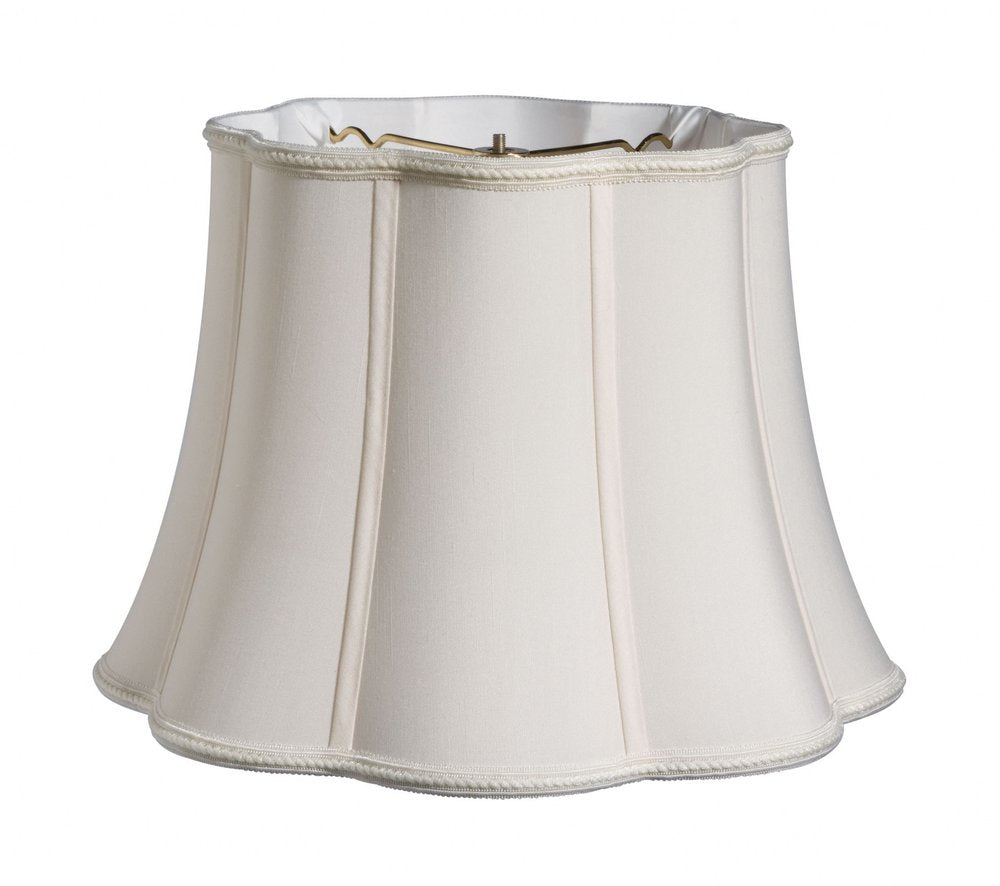 14" Cream Melon Scallop Shantung Lampshade HomeRoots
