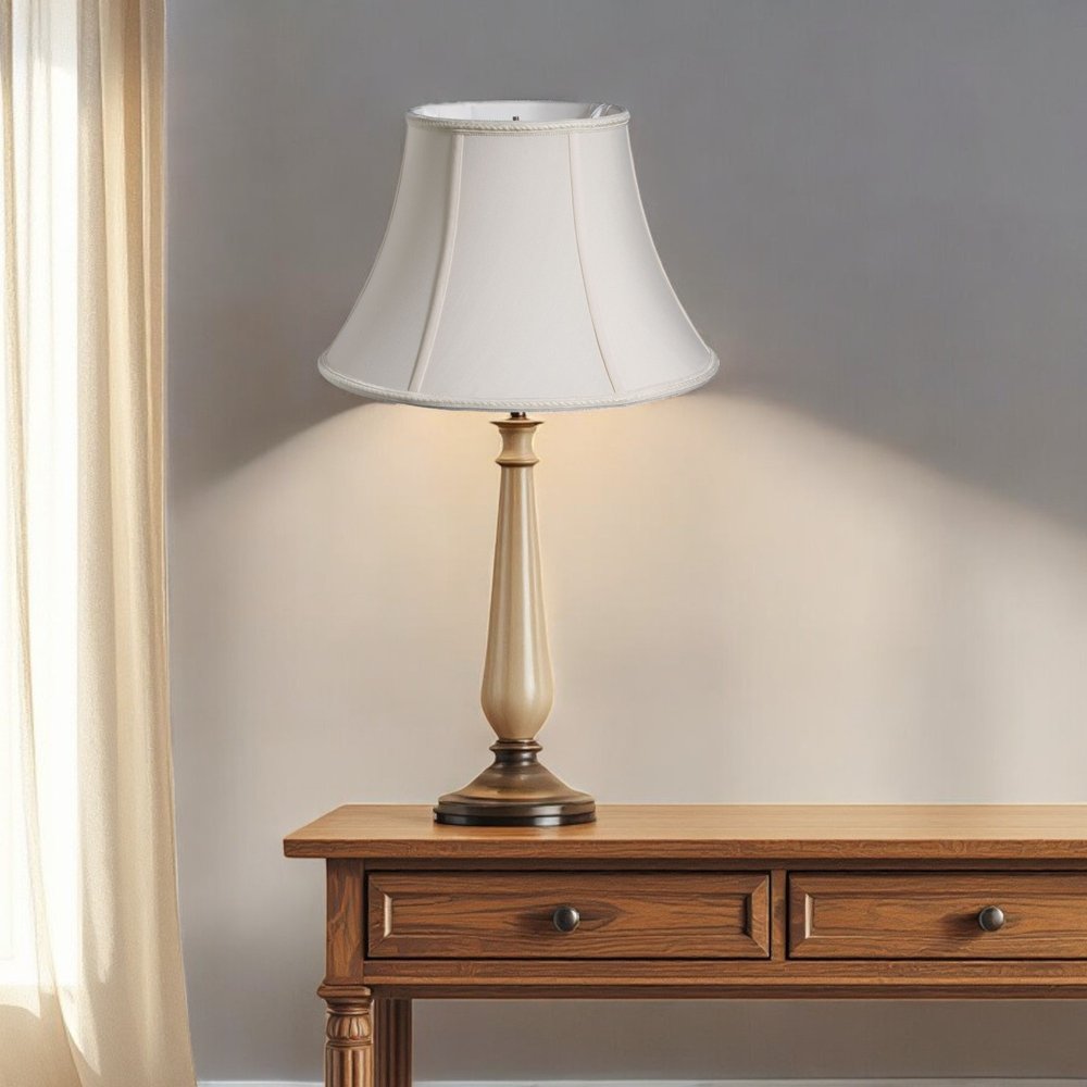 Cream Shantung Silk Bell Lamp Shade HomeRoots
