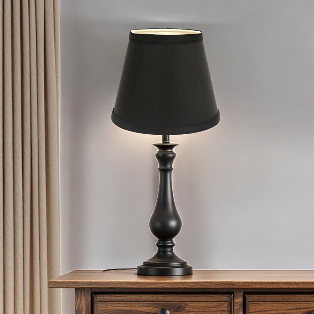Black Shantung Silk Empire Lamp Shade — view 4