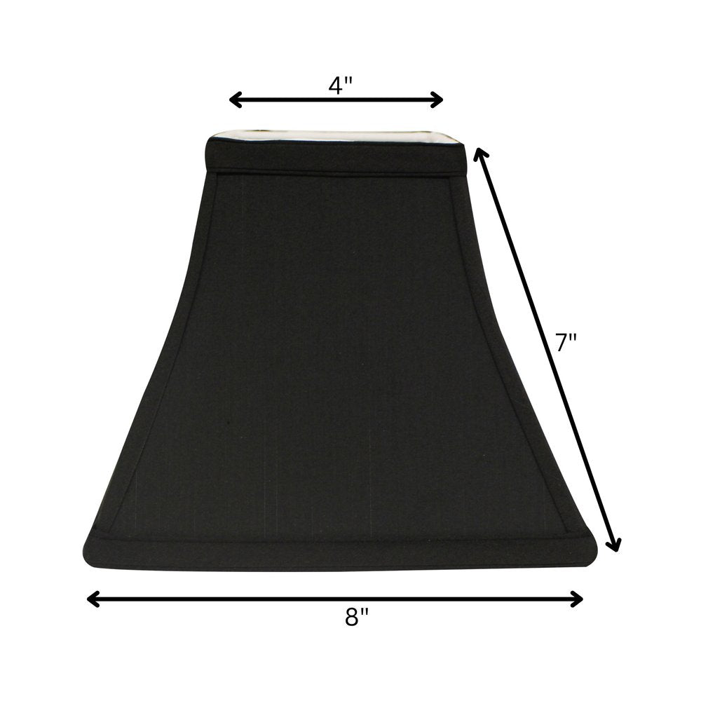 Black Shantung Silk Print Square Lamp Shade HomeRoots