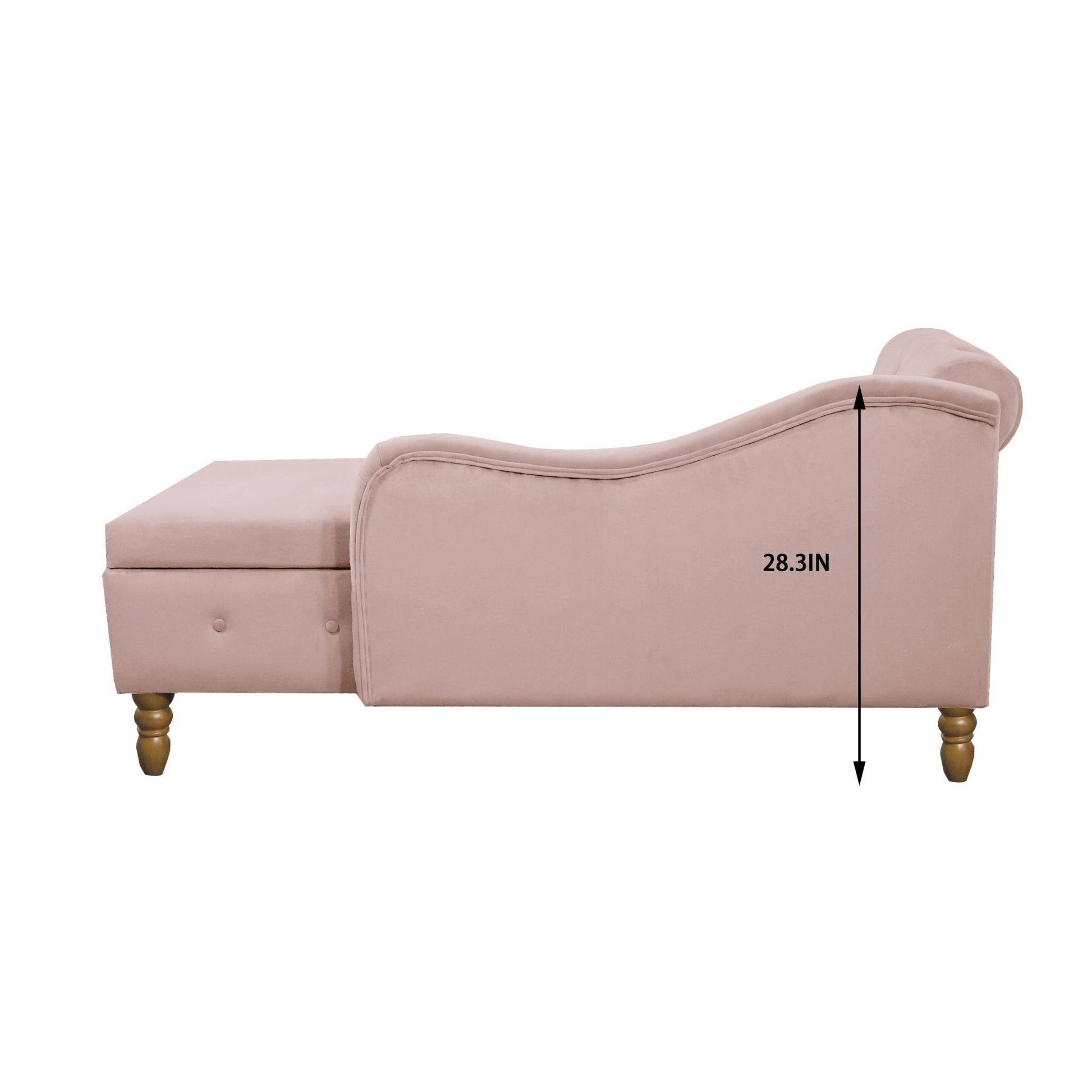 Velvet indoor chaise lounge with nailhead trim, storage and pillows, can be used in living room, bedroom, den - FurniFindUSA