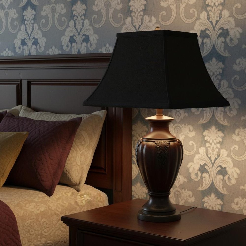 Black Shantung Silk Bell Lamp Shade HomeRoots