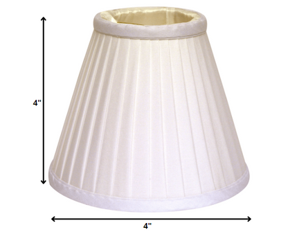 4" White Set of 6 Slanted Pleat Chandelier Silk Lampshades