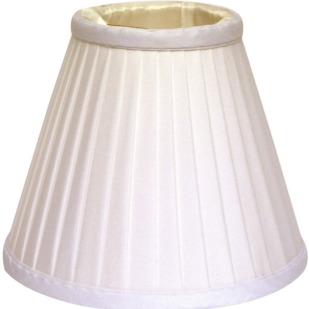 4" White Set of 6 Slanted Pleat Chandelier Silk Lampshades