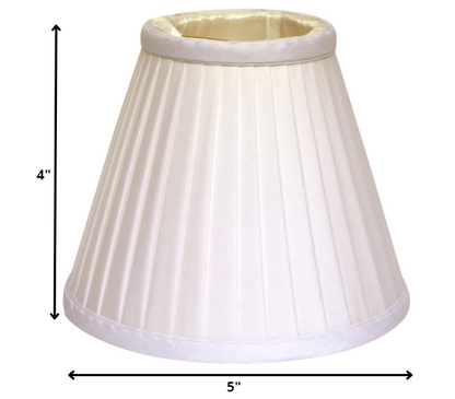 5" White Set of 6 Slanted Pleat Chandelier Silk Lampshades