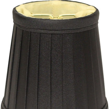 5" Black and Gold Set of 6 Slanted Pleat Chandelier Silk Lampshades