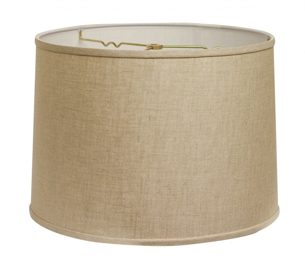 Dark Brown Linen Drum Lamp Shade — view 2
