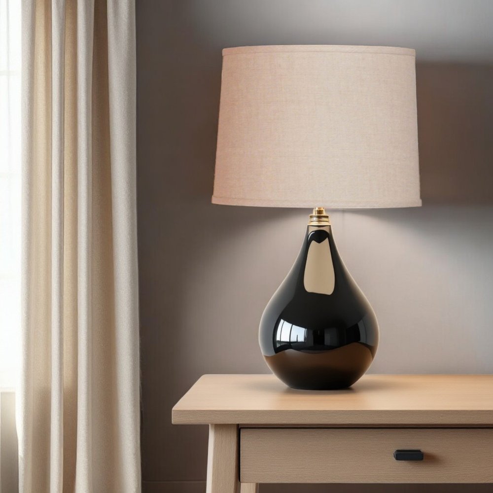 Dark Brown Linen Drum Lamp Shade — view 5