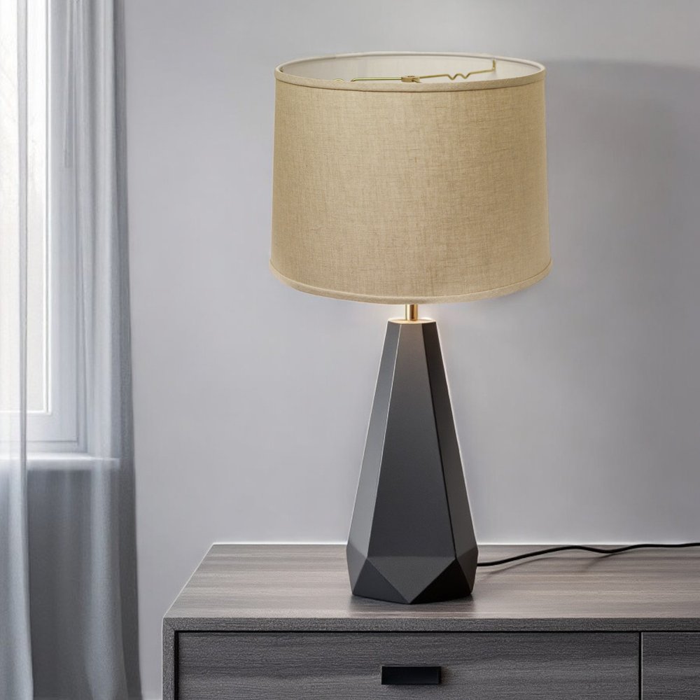 Dark Brown Linen Drum Lamp Shade — view 7