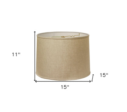 15" Parchment Biege Throwback Drum Linen Lampshade