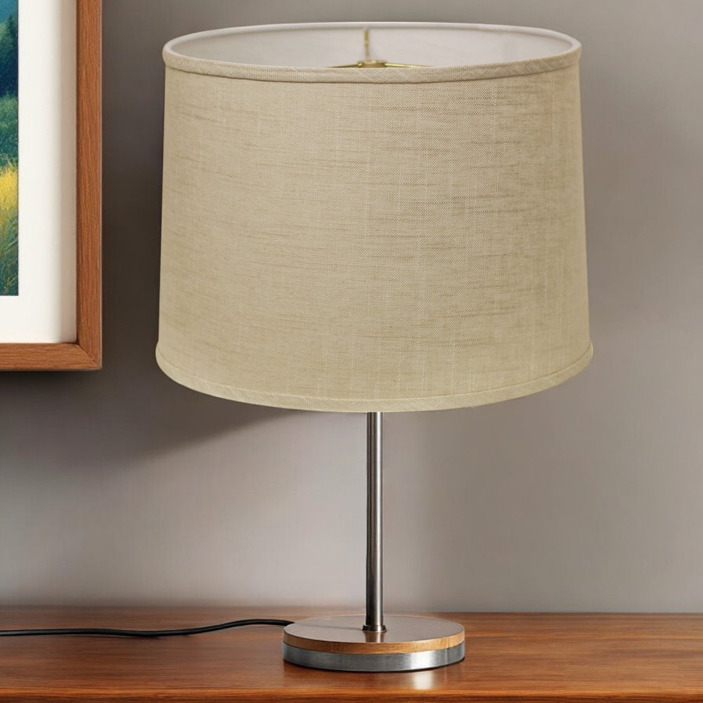 Light Yellow Linen Drum Lamp Shade — view 4