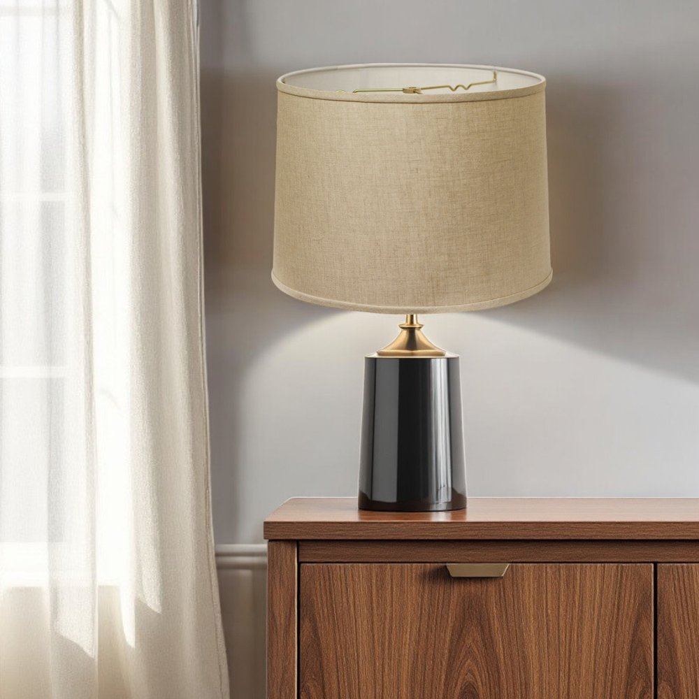 Dark Brown Linen Drum Lamp Shade — view 5