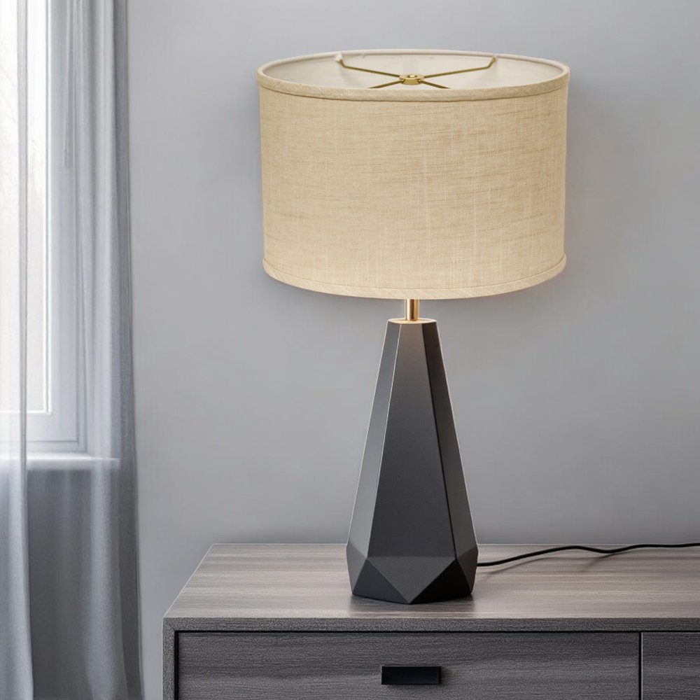 Light Yellow Linen Oval Lamp Shade — view 3