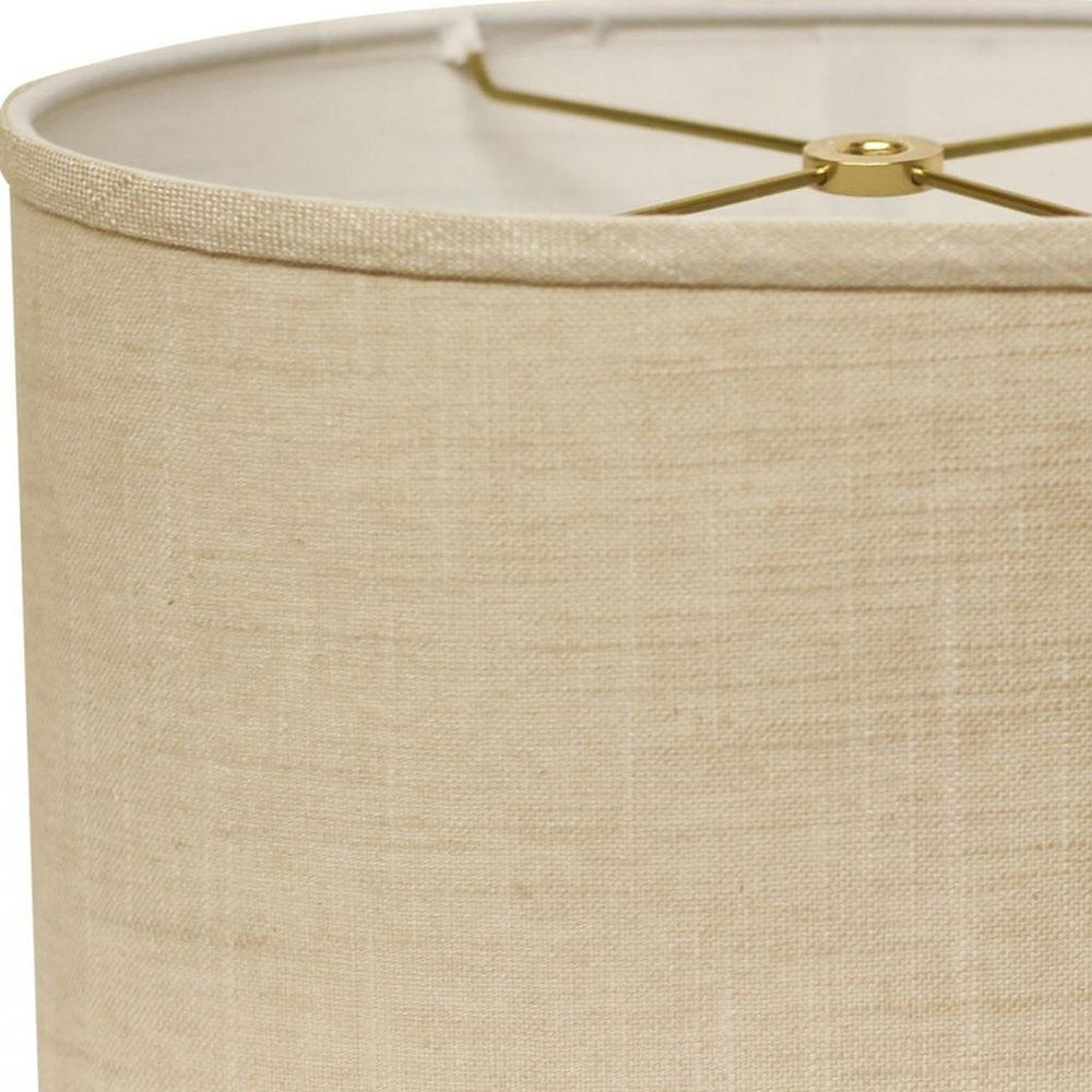 Light Yellow Linen Oval Lamp Shade — view 5