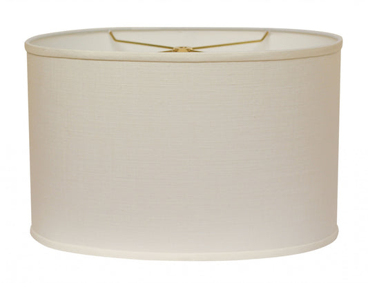 14" White Throwback Oval Linen Lampshade