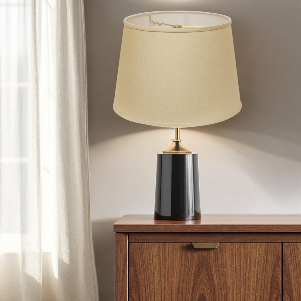 Beige Linen Empire Lamp Shade — view 5
