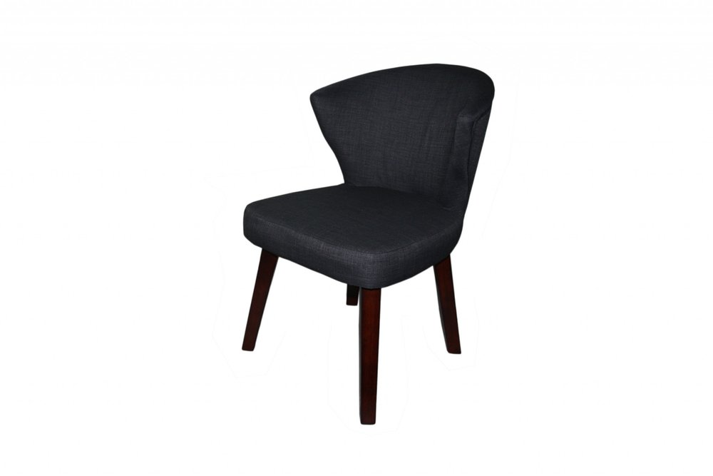 Charcoal and Espresso Cotton and Solid Wood Dining Side Chair HomeRoots