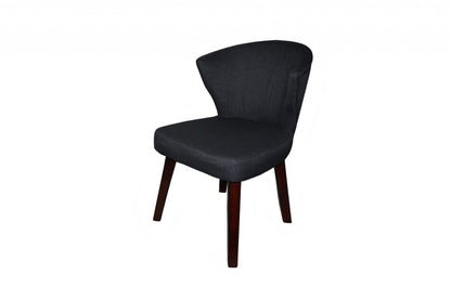 Charcoal and Espresso Cotton and Solid Wood Dining Side Chair HomeRoots
