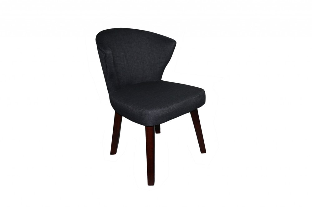 Charcoal and Espresso Cotton and Solid Wood Dining Side Chair HomeRoots