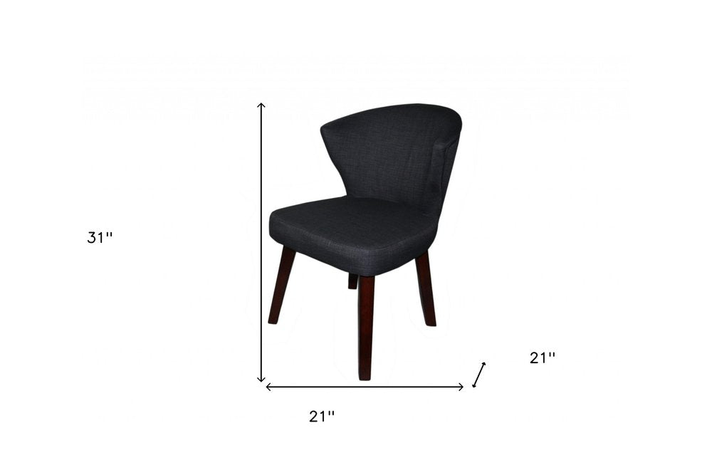 Charcoal and Espresso Cotton and Solid Wood Dining Side Chair HomeRoots