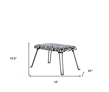 24" Faux Zebra Microfiber Folding Bench
