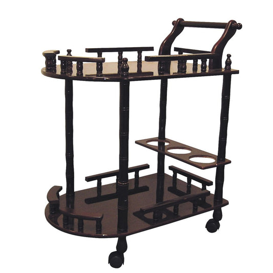 24" Dark Brown Rolling Bar Cart HomeRoots