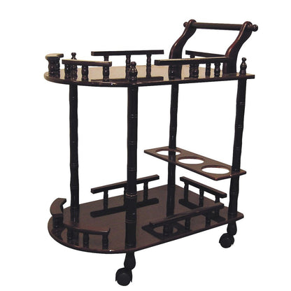24" Dark Brown Rolling Bar Cart HomeRoots