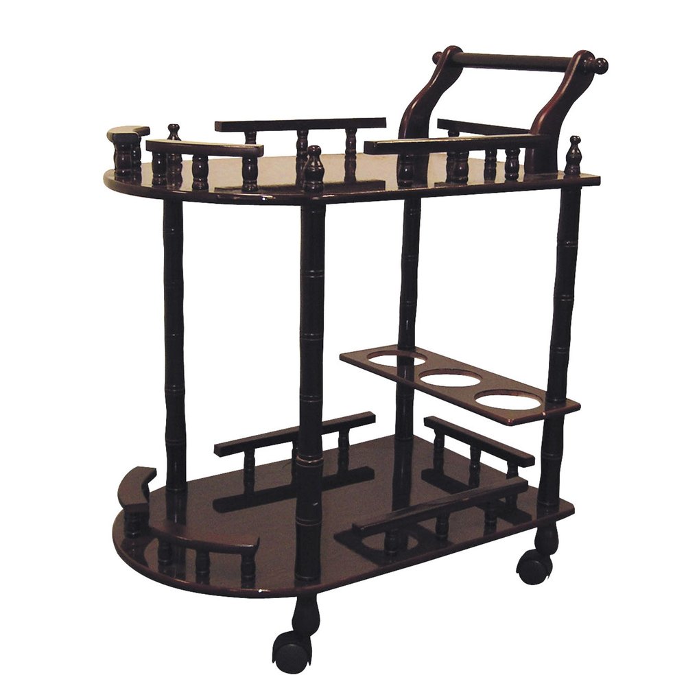 24" Dark Brown Rolling Bar Cart — view 1