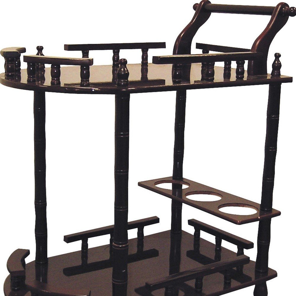 24" Dark Brown Rolling Bar Cart — view 3