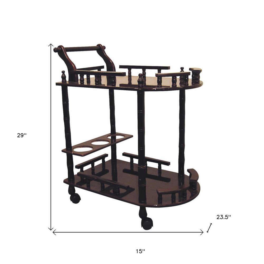 24" Dark Brown Rolling Bar Cart HomeRoots