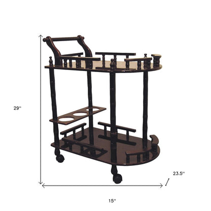 24" Dark Brown Rolling Bar Cart HomeRoots