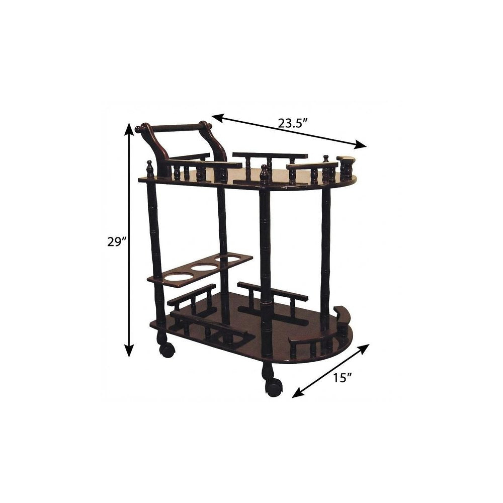 24" Dark Brown Rolling Bar Cart HomeRoots
