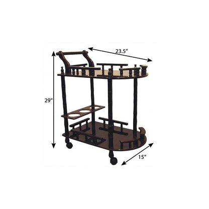 24" Dark Brown Rolling Bar Cart HomeRoots