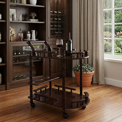 24" Dark Brown Rolling Bar Cart HomeRoots