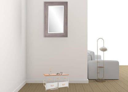 39" White and Natural White Fabric Chest With Two Shelves And Five Drawers HomeRoots