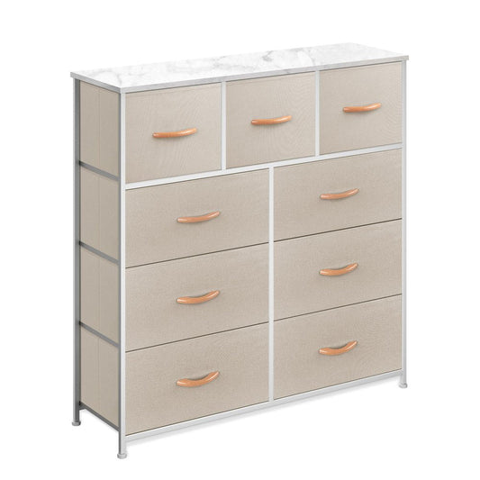 39" White Square Accent Chest With Nine Drawers HomeRoots