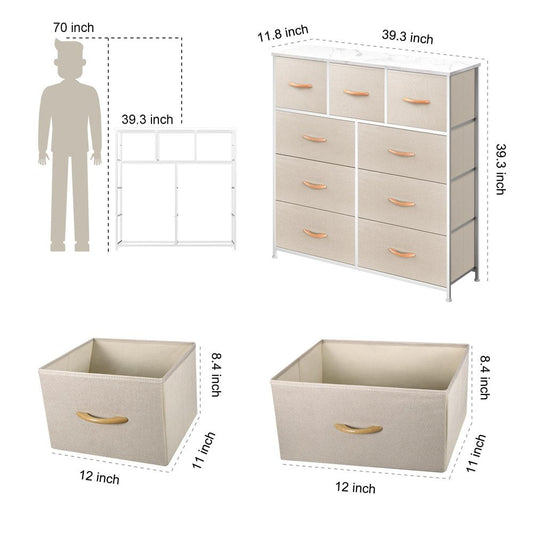 39" White Square Accent Chest With Nine Drawers HomeRoots