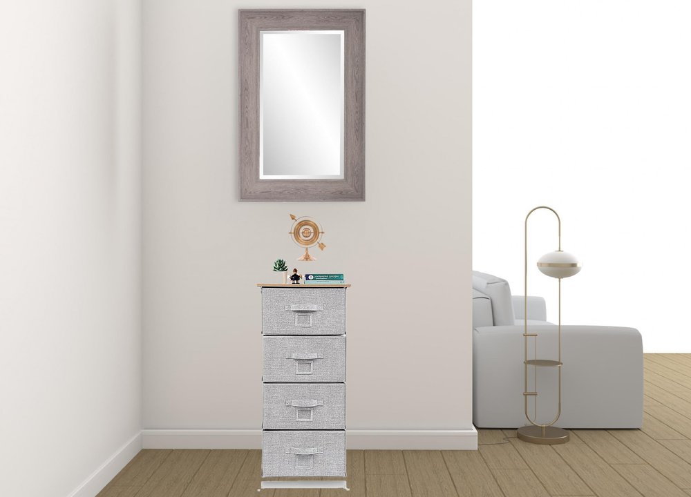 18" Brown and White Accent Cabinet With Four Drawers HomeRoots