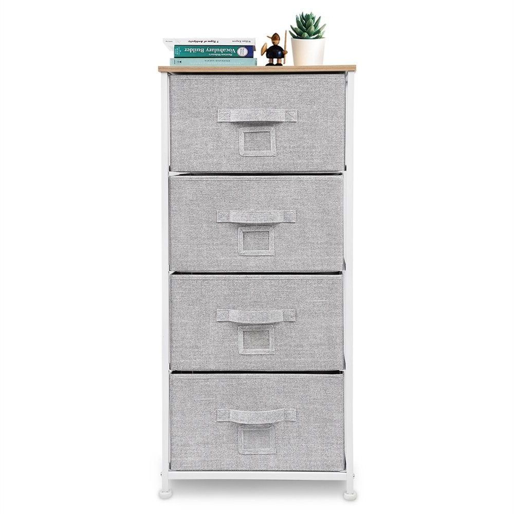 18" Brown and White Accent Cabinet With Four Drawers HomeRoots