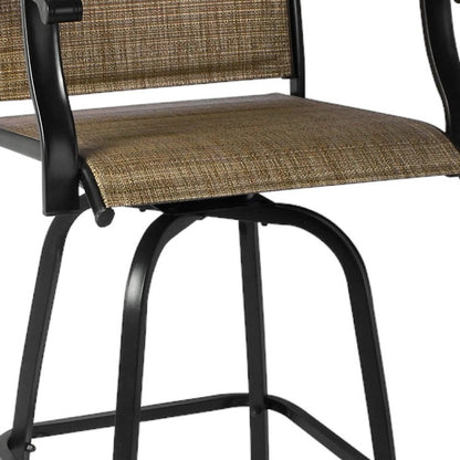 Set of Two 51" Brown Swivel Indoor Outdoor Bar Height chairs with Footrest