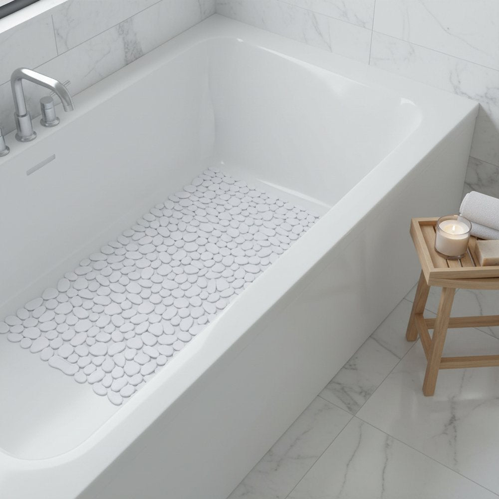 35" White Spa Pebbles Non Slip Bathtub Mat HomeRoots