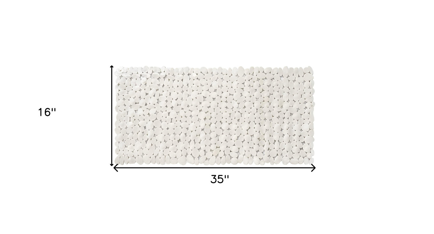 35" White Spa Pebbles Non Slip Bathtub Mat