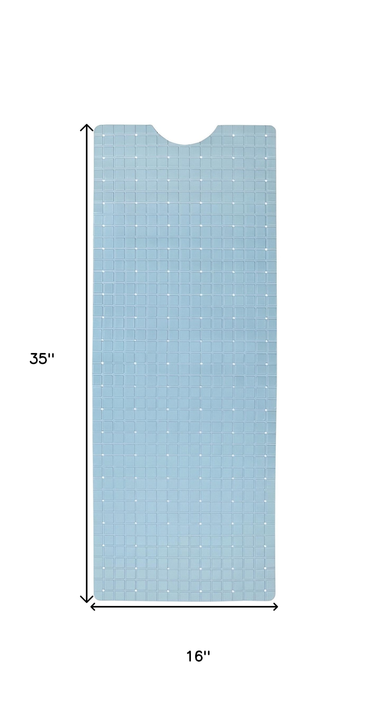 40" Light Blue Geometric Tiles Non Slip Bathtub Mat