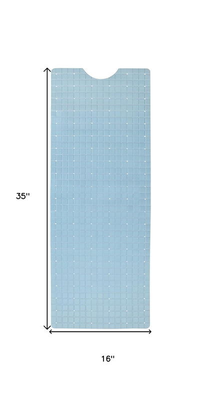 40" Light Blue Geometric Tiles Non Slip Bathtub Mat