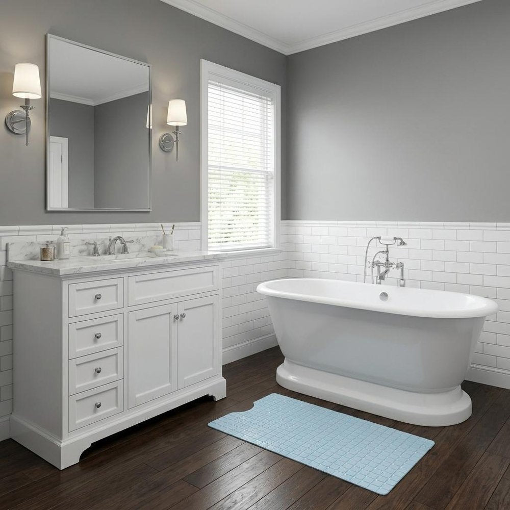 40" Light Blue Geometric Tiles Non Slip Bathtub Mat HomeRoots