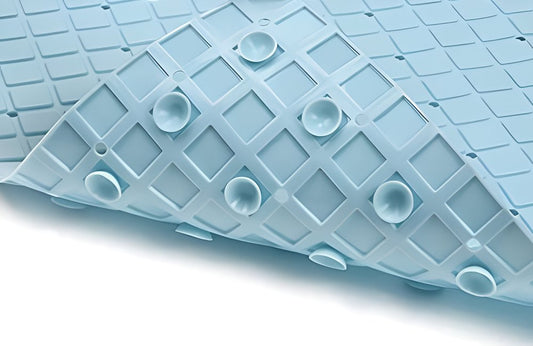 40" Light Blue Geometric Tiles Non Slip Bathtub Mat HomeRoots
