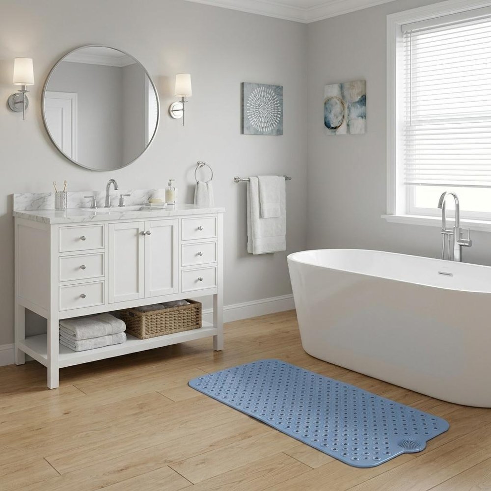 40" Blue Bubbles Non Slip Bathtub Mat HomeRoots