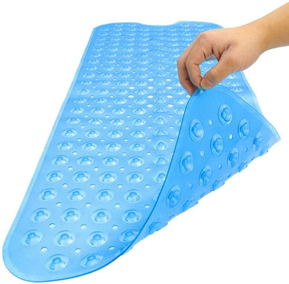 Clear Blue Oval Non Slip Bath Mat - FurniFindUSA